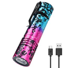 Mini Pocket LED Flashlight Clip On Rechargeable Torch Light Lamp Camping Hiking